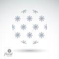 Winter abstract round object with beautiful snowflakes Ã¢â¬â weather forecast conceptual pictogram. Flower-patterned graphic season